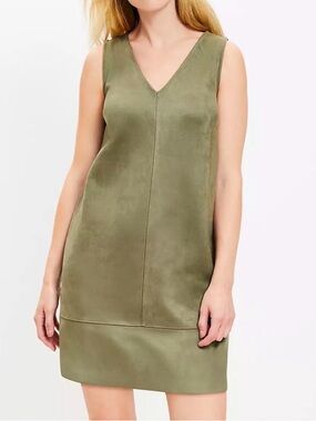LOFT Olive V-Neck Sleeveless Mini Dress